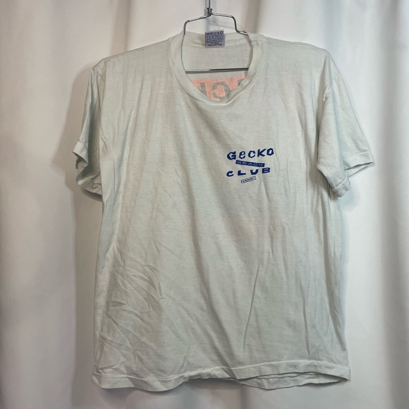 VTG Poly Tees white single stitch Gecko Beach Club Hawaii neon graphic tee sz XL - Picture 2 of 11